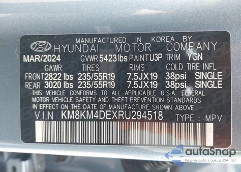 2024 Hyundai Ioniq 5 Se from USA, damaged, VIN KM8KM4DEXRU294518